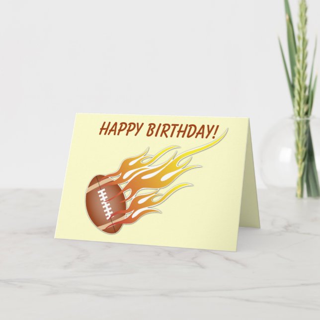 Football on Fire Birthday Card (Front)