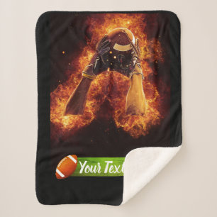 Football on Fire Sherpa Blanket