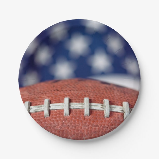 Football on Flag Paper Plate (Front)