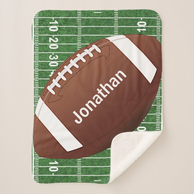 Football on Football Field Design Sherpa Blanket (Front)