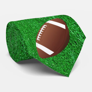 Football  on Grass Print Necktie