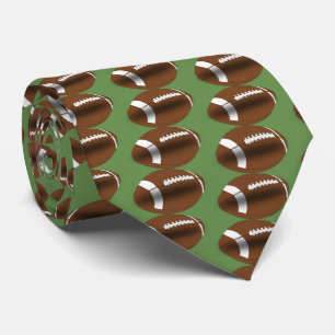 Football On Green Necktie