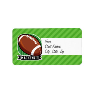 Football on Green Stripes Label