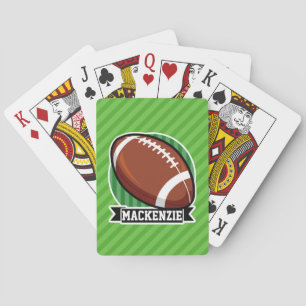 Football on Green Stripes Playing Cards