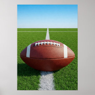 Football on Yard Line Poster