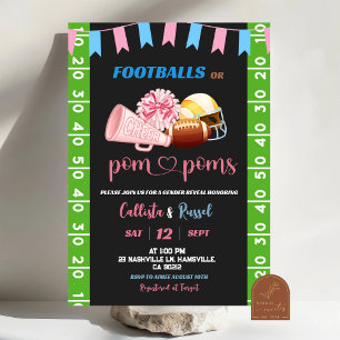 Football or Pom Poms Gender Reveal Invitation