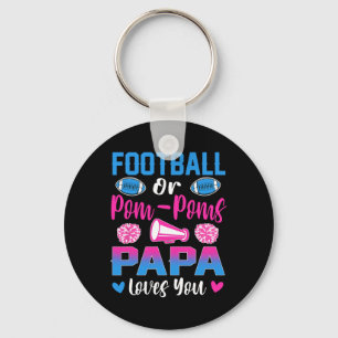 Football Or Pom Poms Papa Loves You Gender Reveal Key Ring