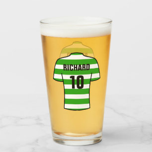 Football or Soccer Shirt Green Hoops Supporter Fan Glass