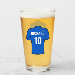 Football or Soccer Shirt in Blue. Supporter or Fan Glass