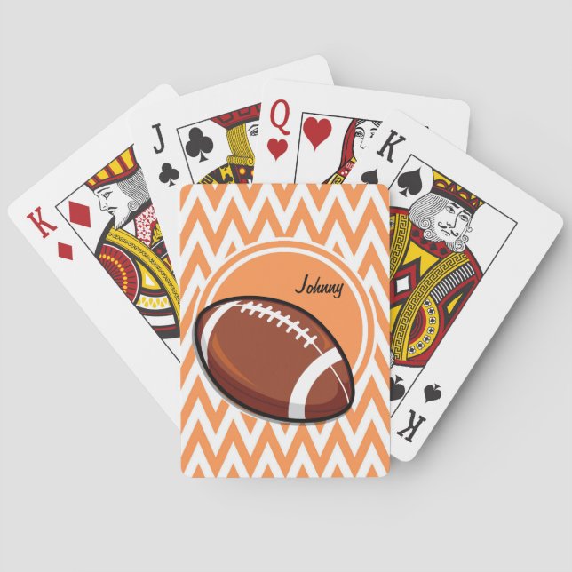 Football; Orange and White Chevron Playing Cards (Back)