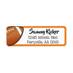 Football Orange & Black Address Return Address Label