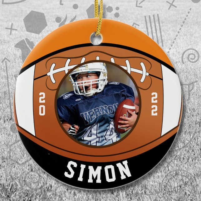 Football Orange Black Team Colours Ceramic Ornament (Creator Uploaded)