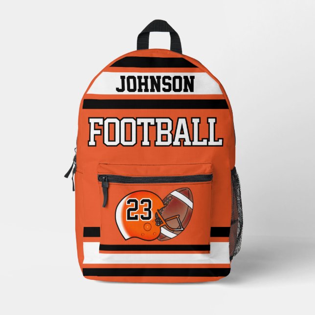 Football Orange - Editable  Printed Backpack (Front)