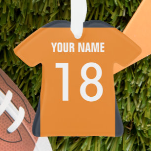 Football Orange, Navy & White Jersey Ornament
