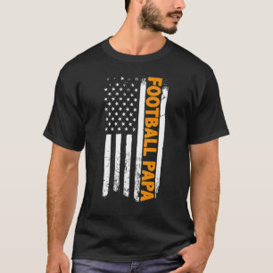 Football Papa American Flag Father's Day Men's T-Shirt