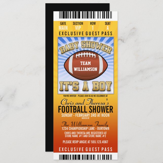 Football Party Baby Shower Invitation (Front/Back)