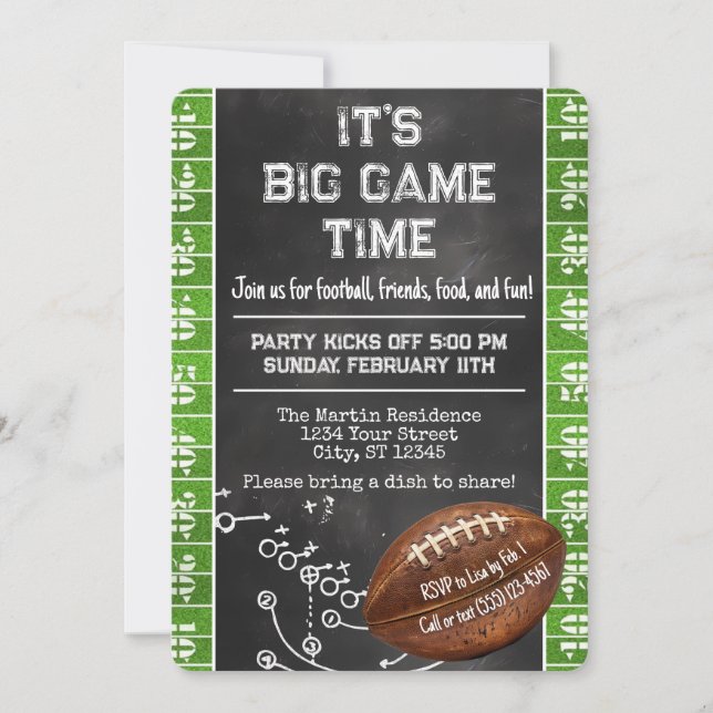 Football Party Big Game Bowl Game Invitation (Front)