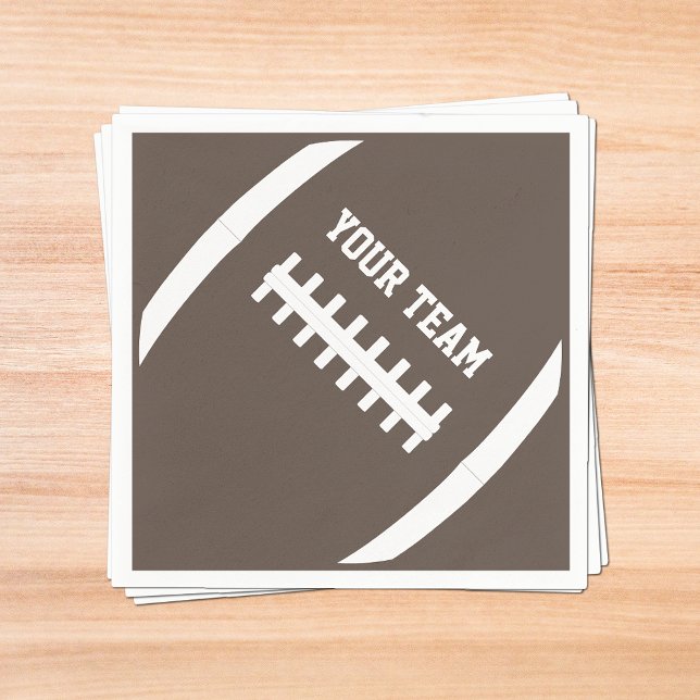 Football Party Custom Team Name or Text Sports Napkin (Football party napkins with custom team name or text.)