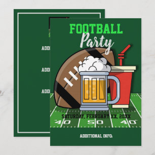 Football Party Green Invitation
