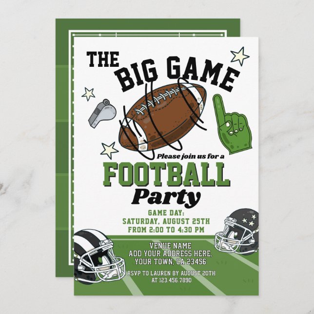 Football Party Invitation (Front/Back)