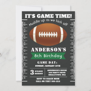 Football Party Invitation in Green