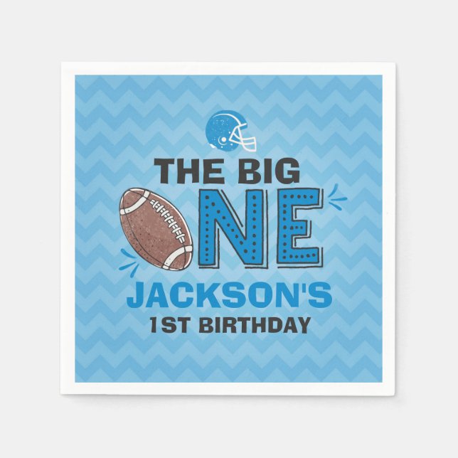 Football Party Napkin Football 1st Birthday (Front)