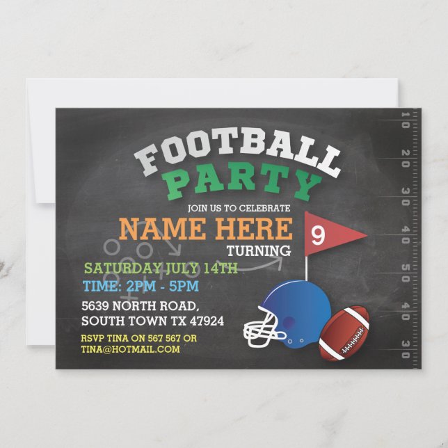 Football Party Sports Invite Birthday Invitation (Front)