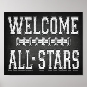 Football Party WELCOME ALL-STARS Sign Chalk Print
