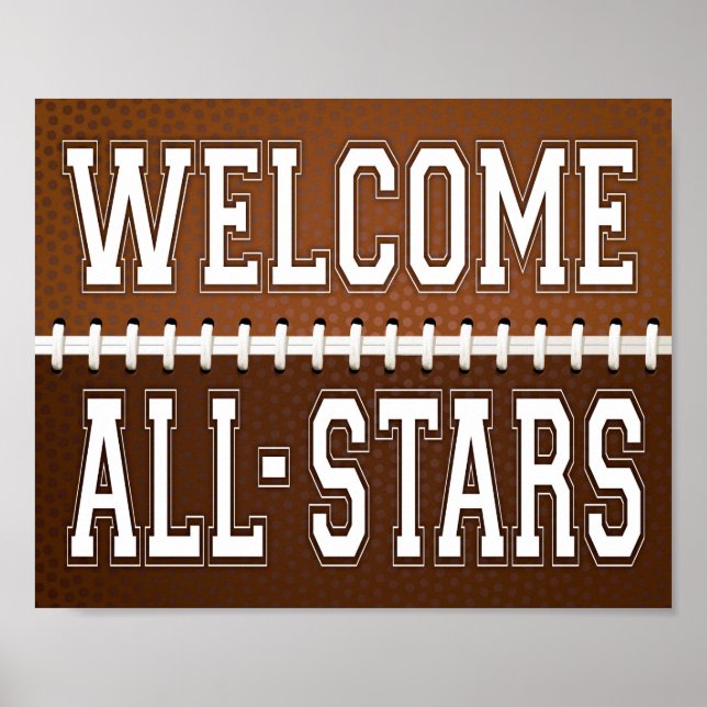 Football Party WELCOME ALL-STARS Sign Print (Front)