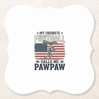 Football Pawpaw Vintage American Flag Shirt Design Paper Coaster