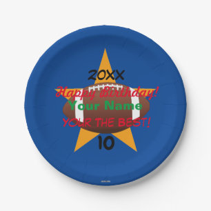 Football Personalised Birthday Paper Plates HAMbWG
