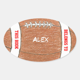 Football personalised bookplates for kids oval sticker