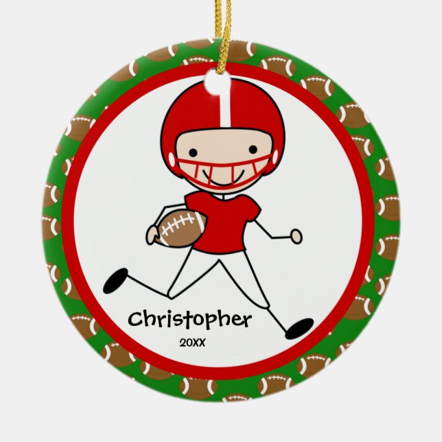 Football Personalised Boy Christmas Ornament (Front)