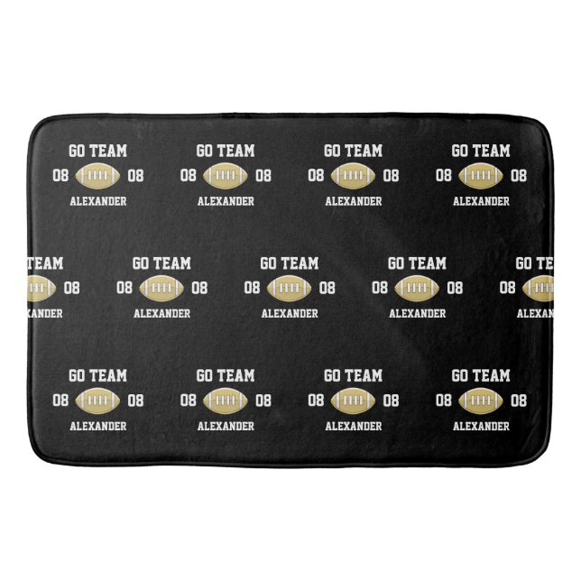 Football Personalised Monogram name Go  Bath Mat (Front)