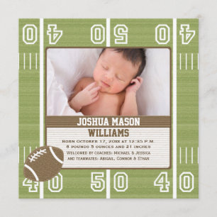 Football Photo Birth Announcement Cards