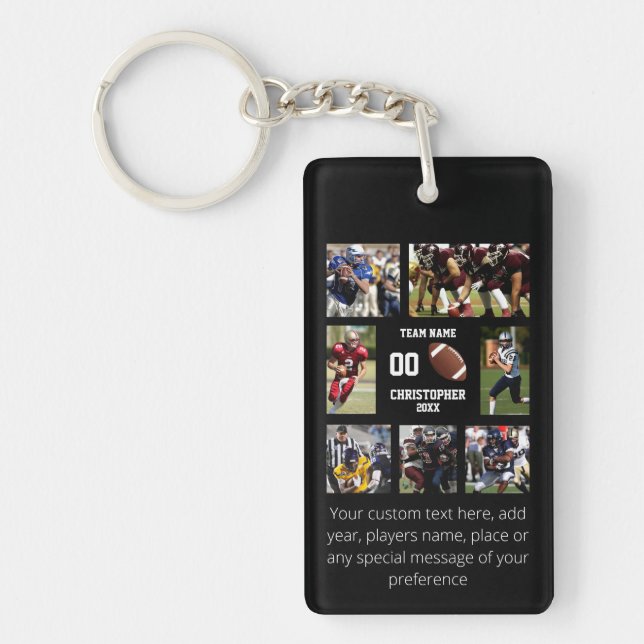 Football Photo Collage Sports Key Ring (Front)