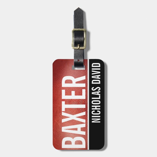 FOOTBALL PIGSKIN Custom Luggage Tag MONOGRAM (Front Vertical)