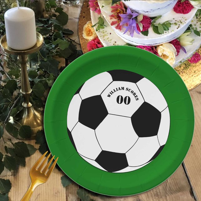 Football Plates, Soccer Ball with Name & Number Paper Plate (Creator Uploaded)