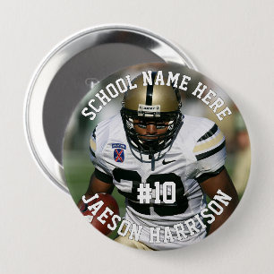 Football Player Add Name Number Team and Photo 10 Cm Round Badge