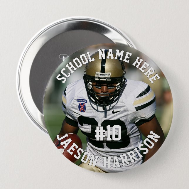 Football Player Add Name Number Team and Photo 10 Cm Round Badge (Front & Back)