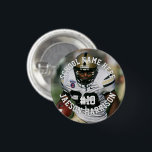 Football Player Add Name Number Team and Photo 3 Cm Round Badge<br><div class="desc">Design a unique button showcasing your child's american football skills and include a cherished photo of your choice.
#kidssportbuttons</div>