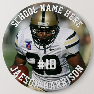 Football Player Add Name Number Team and Photo 6 Cm Round Badge