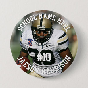 Football Player Add Name Number Team and Photo 7.5 Cm Round Badge