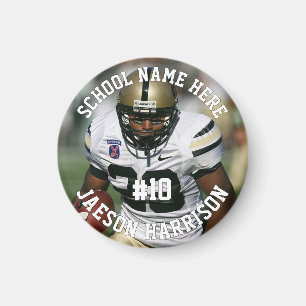 Football Player Add Name Number Team and Photo Magnet