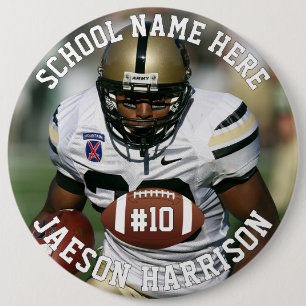 Football Player Add Name Number Team & Photo 6 Cm Round Badge
