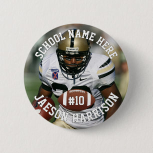 Football Player Add Name Number Team & Photo 6 Cm Round Badge