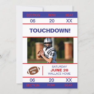 Football Player Admission Ticket Graduate Invitation