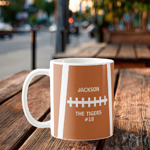 Football Player Ball Cool Custom Team and Number Coffee Mug