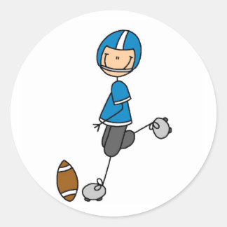 Football Player Blue T-shirts and Gifts Classic Round Sticker