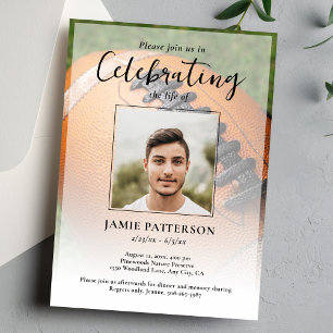 Football Player Celebration of Life Photo Funeral Invitation